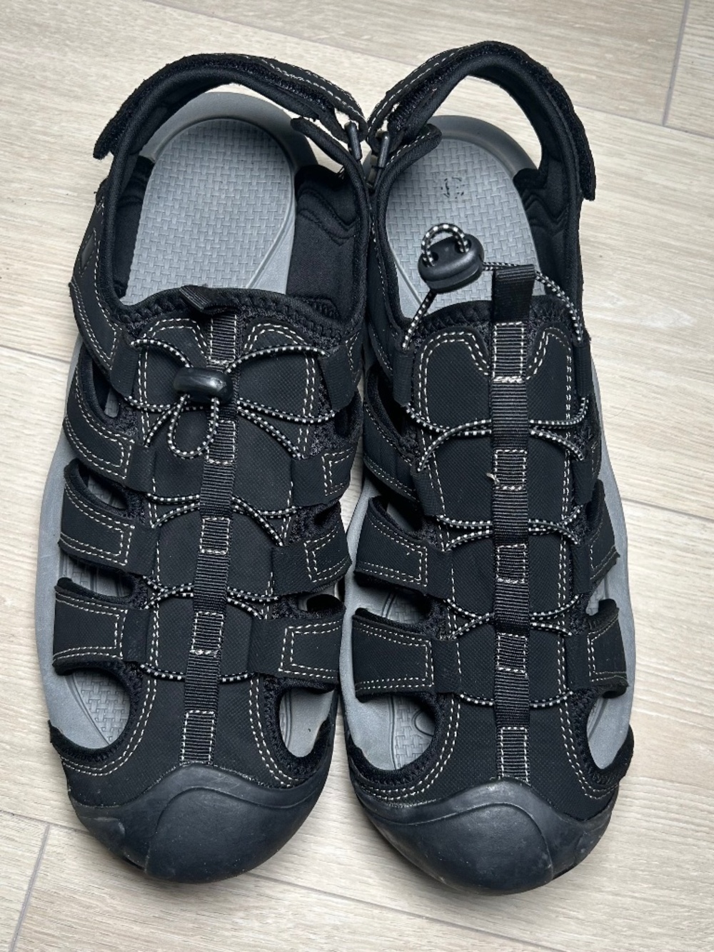 Men's Hiking Rugged Water Shoes Black Gray Outdoor Size 13